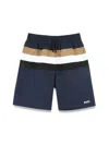 Hugo Boss Boss Boys Striped Swim Shorts In Blue