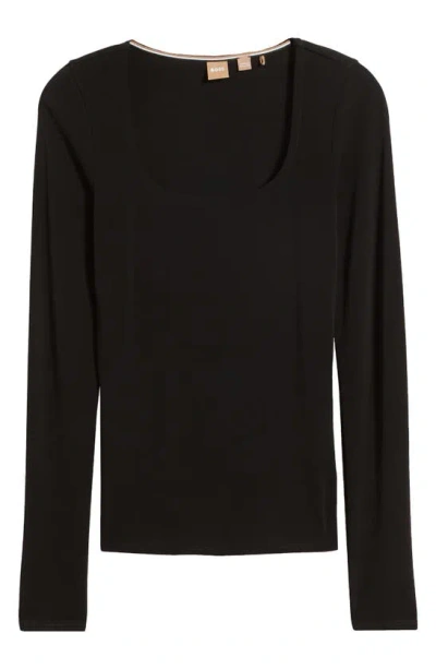 Hugo Boss Etacha Scoop Neck Top In Black