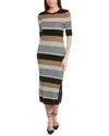 Hugo Boss Structured-stripe Dress In Stretch-cotton Jersey In Black