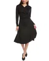 Hugo Boss Twist-detail Long-sleeve Midi Dress In Black
