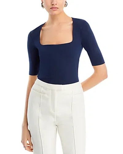 Hugo Boss Eva Elbow Sleeve Top In Dark Blue