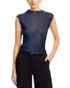 Hugo Boss Evarie Top In Clean Navy Plisse