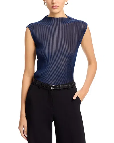 Hugo Boss Evarie Top In Clean Navy Plisse