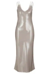 Hugo Boss Evening Dress In Liquid-soft Fabric With Layered Neckline In Beige