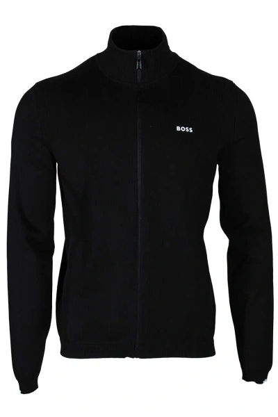 Pre-owned Hugo Boss Ever-x_fz Men's Full Zip Sweater In Black 50498540 001