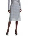 Hugo Boss Stretch-tulle Slim-fit Skirt With Seasonal Print In Light Grey Glencheck