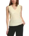 Hugo Boss Sleeveless Jersey Top With V Neckline And Pliss Pleats In Yellow