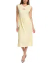 Hugo Boss Sleeveless Dress In High-shine Pliss Fabric In Yellow