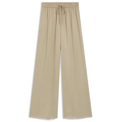 Hugo Boss Extra-long Relaxed-fit Trousers In Satin In Neutral