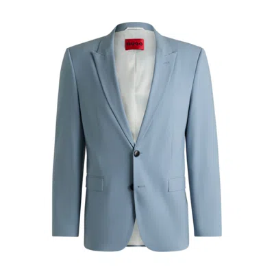 Hugo Boss Extra-slim-fit Blazer In Wool-blend Poplin In Blue