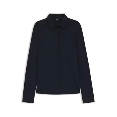 Hugo Boss Extra-slim-fit Blouse In Cotton Jersey In Blue
