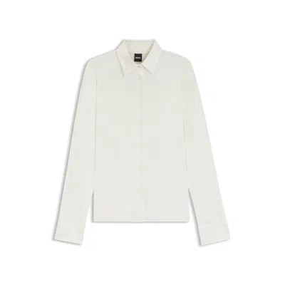 Hugo Boss Extra-slim-fit Blouse In Cotton Jersey In White
