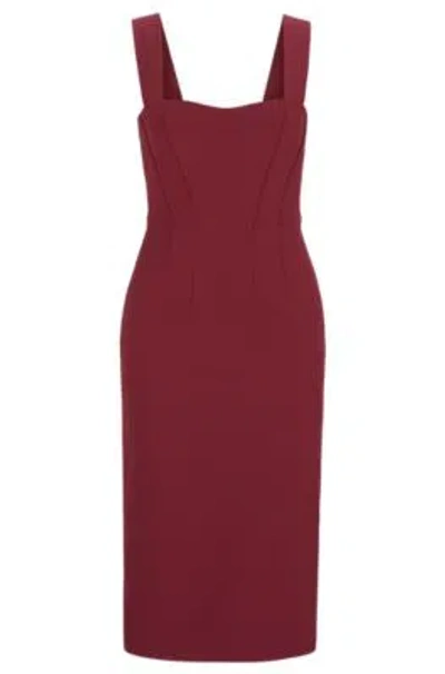Hugo Boss Extra-slim-fit Dress In Performance-stretch Fabric In Dark Red
