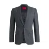Hugo Boss Extra-slim-fit Jacket In Checked Performance-stretch Fabric In Gray