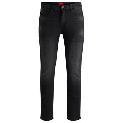 HUGO BOSS EXTRA-SLIM-FIT JEANS IN BLACK-BLACK STRETCH DENIM