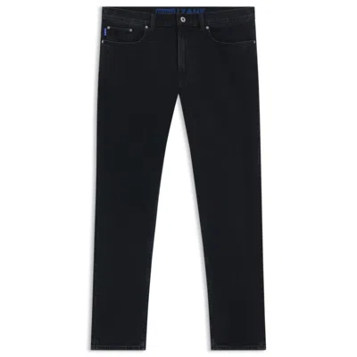 Hugo Boss Extra-slim-fit Jeans In Mid-blue Stretch Denim In Black