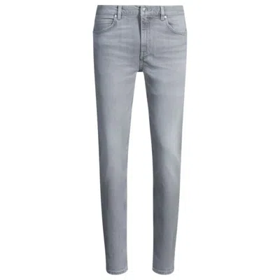 Hugo Boss Extra-slim-fit Jeans In Silver-gray Stretch Denim In Grey