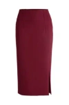 Hugo Boss Extra-slim-fit Pencil Skirt With Pleat Details In Dark Red