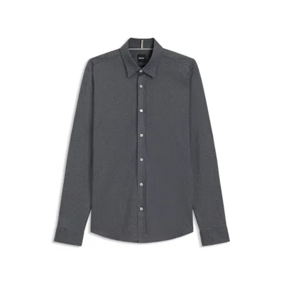 Hugo Boss Extra-slim-fit Shirt In Cotton Jacquard In Gray