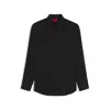 Hugo Boss Slim-fit Shirt In Cotton Poplin With Logo Stripe In Black