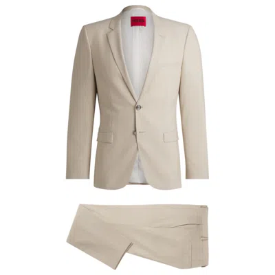 Hugo Boss Extra-slim-fit Suit In A Melange Wool Blend In Beige