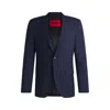 Hugo Boss Extra-slim-fit Suit Jacket In Melange Wool In Blue