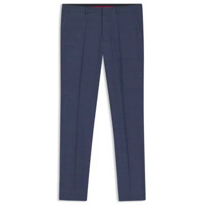 Hugo Boss Extra-slim-fit Trousers In Mouliné Wool In Blue