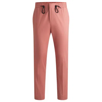 Hugo Boss Extra-slim-fit Trousers In Paper-touch Stretch Cotton In Pink