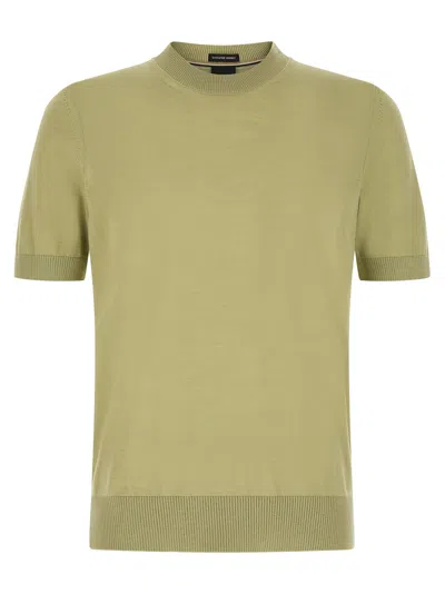 Hugo Boss Extra-fine Merino Wool T-shirt In Sage Green