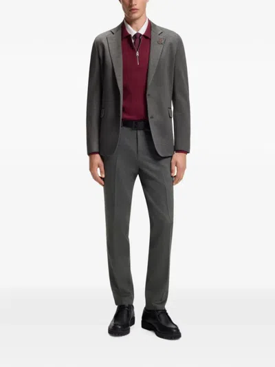Hugo Boss Extra-slim-fit Suit Jacket In Melange Stretch Twill In Grey