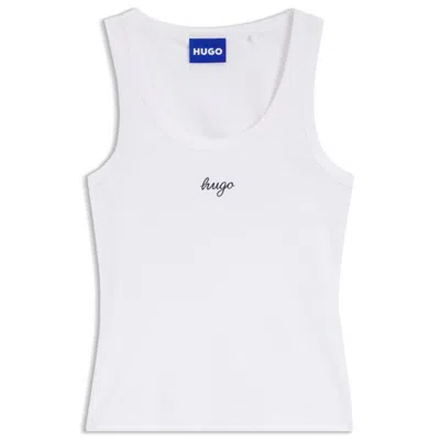 Hugo Boss Extra-slim-fit Tank Top With Puff-print Logo In White
