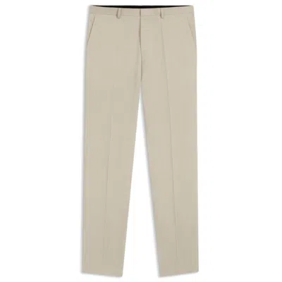 Hugo Boss Extra-slim-fit Trousers In Wool-blend Poplin In Neutral