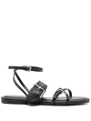 Hugo Boss Eyelet-detail Sandals In Black