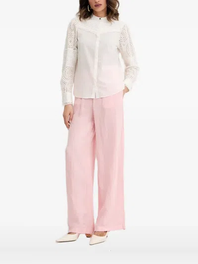 Hugo Boss Eyelet-pleated Blouse In Neutral