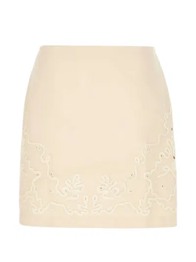 Hugo Boss Eyelet-embellished Embroidered Skirt In Pink