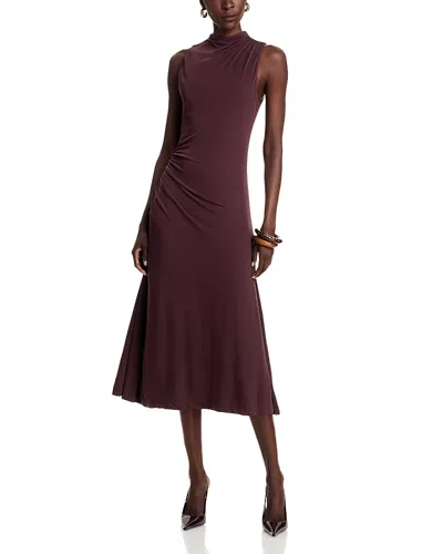 Hugo Boss Eylai Gathered Mock Neck Midi Dress - Exclusive In Brown