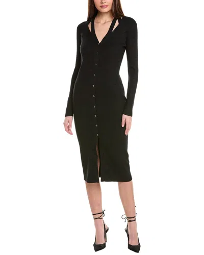 Hugo Boss Facene Wool-blend Midi Dress In Black