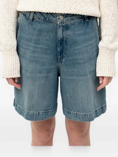 Hugo Boss Faded Denim Shorts In Blue