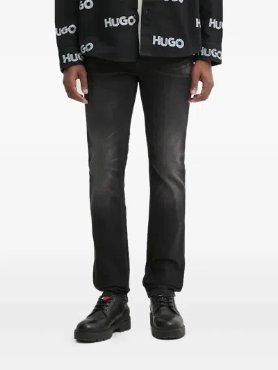 Hugo Boss Faded-effect Jeans In Black