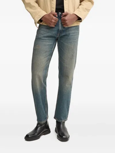 Hugo Boss Faded-effect Jeans In Blue