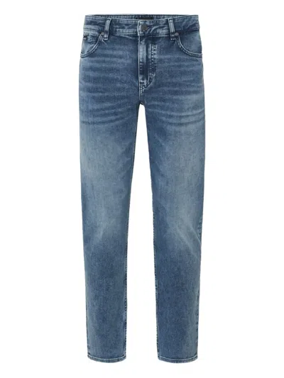 Hugo Boss Faded Straight-leg Jeans In Blue