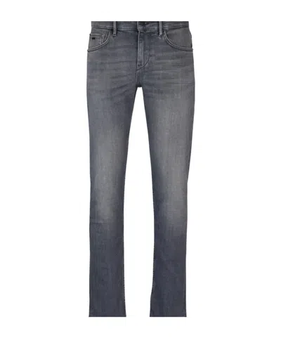 Hugo Boss Faded Washed Denim Jeans In Grey
