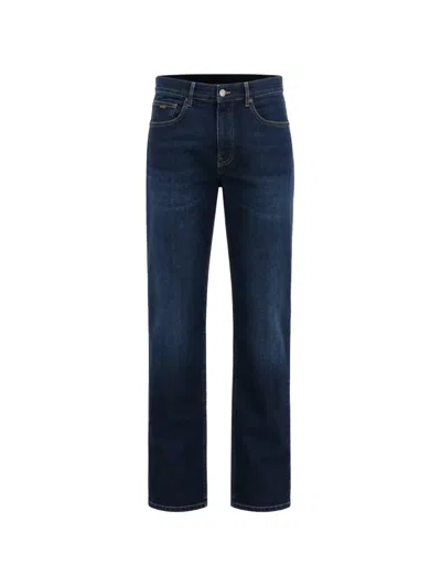 Hugo Boss Faded-effect Straight-leg Jeans In Blue