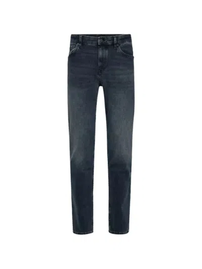 Hugo Boss Faded-effect Straight-leg Jeans In Blue