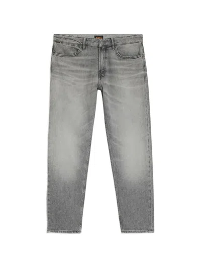 Hugo Boss Faded-effect Straight-leg Jeans In Gray