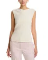 Hugo Boss Ribbed Top In Open White