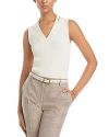 Hugo Boss Sleeveless Knitted Top With Cut-out Details In Soft Cream