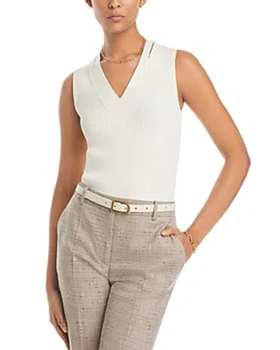 Hugo Boss Sleeveless Knitted Top With Cut-out Details In White