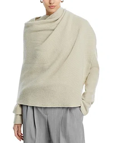 Hugo Boss Naomi X Boss Drape-detail Sweater In Wool And Cashmere In Open White