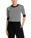 Hugo Boss Boss Knitted Viscosa-blend Top In Black/white